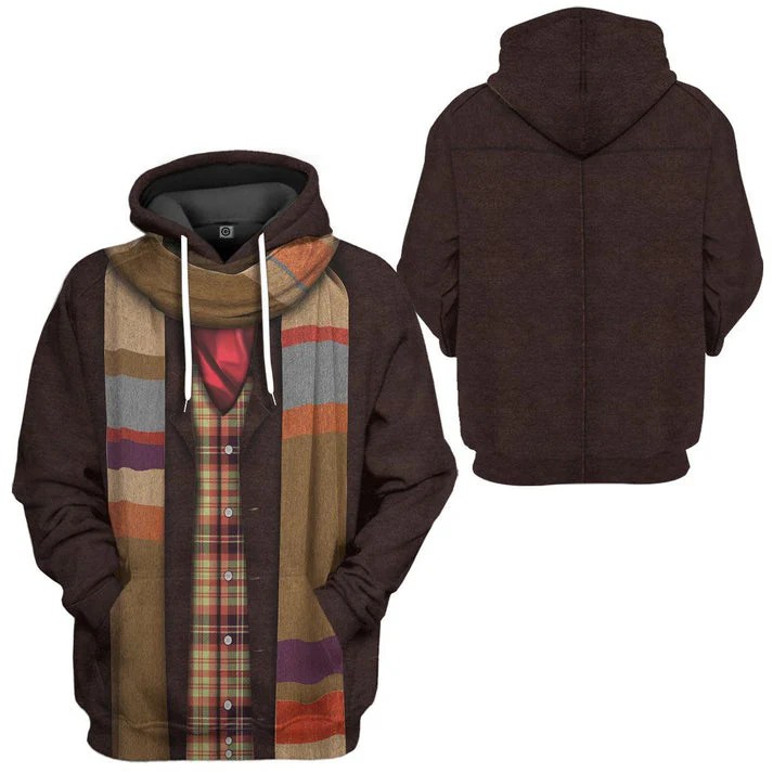 4th Doctor Who Costume Cosplay Hoodie For Men And Women - Image 3