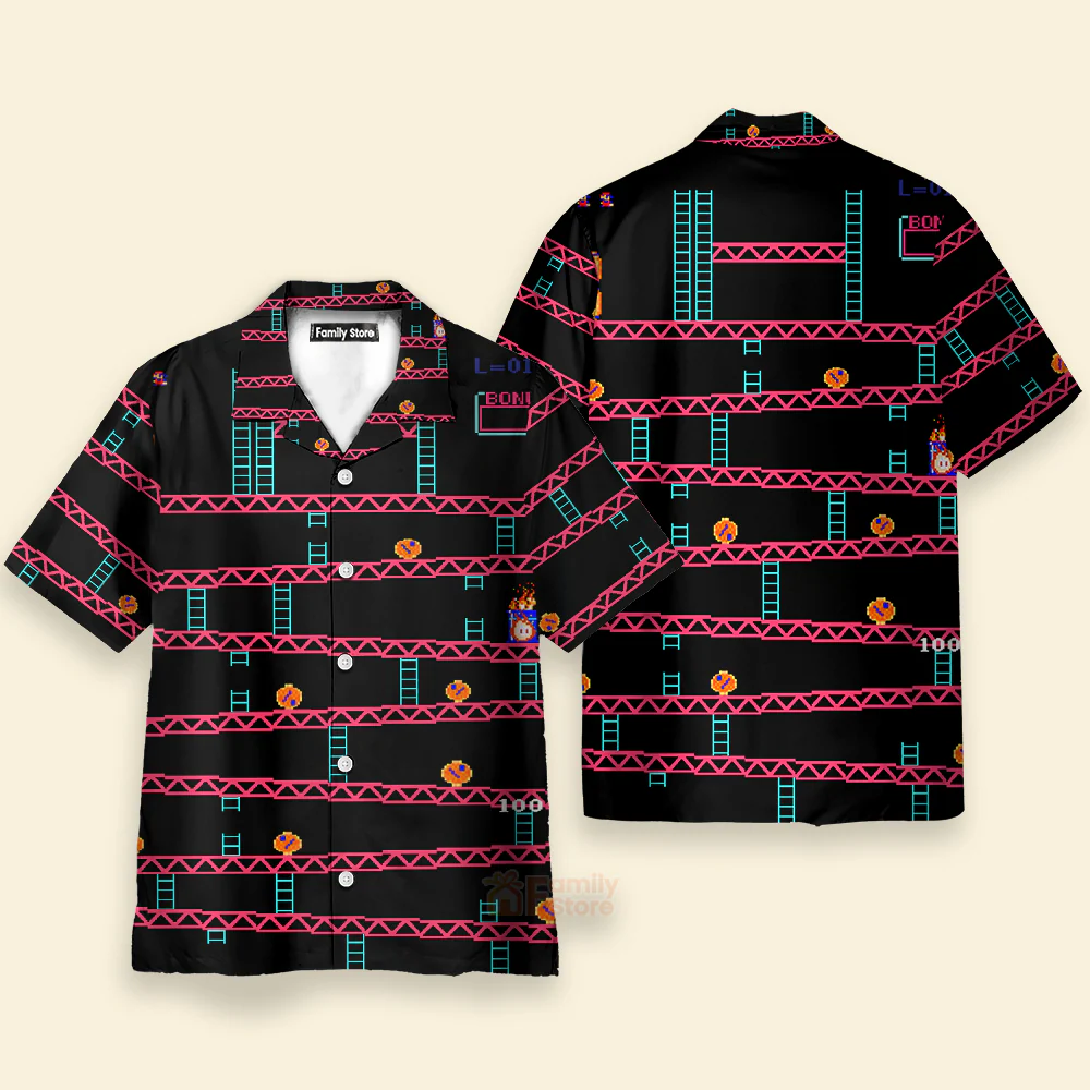 Donkey Kong Gameplay Hawaiian Shirt Short Sleeve PN201050Lb - Image 3