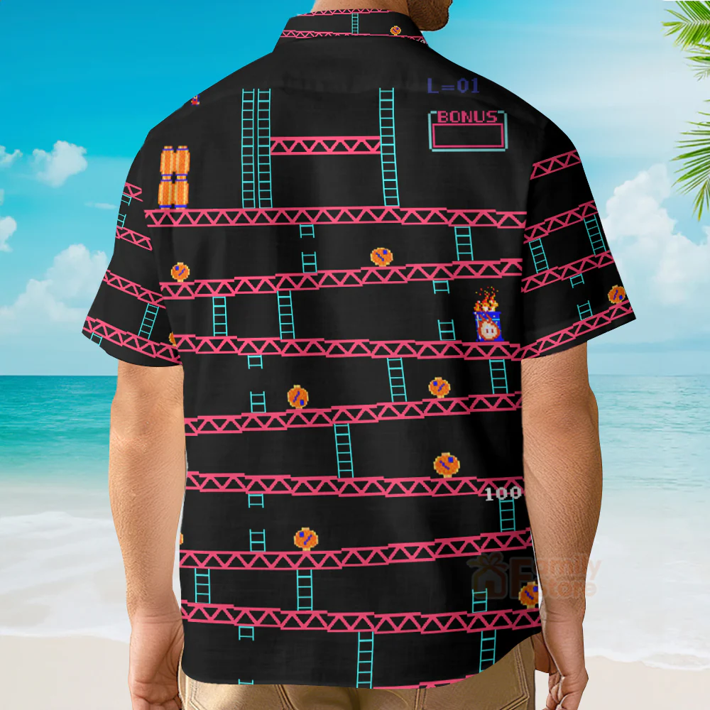 Donkey Kong Gameplay Hawaiian Shirt Short Sleeve PN201050Lb - Image 4