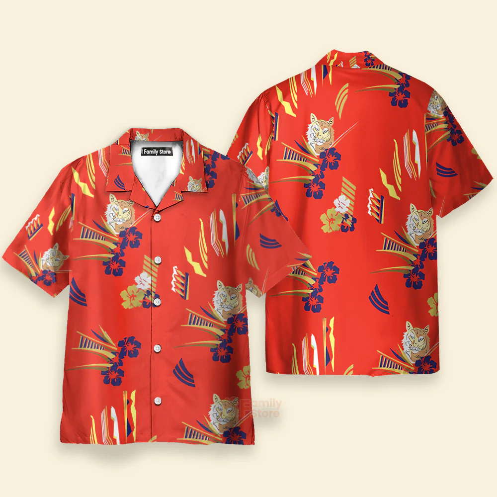 Tony Montana Exotic Tiger & Hibiscus Hawaiian Shirt, Aloha Shirt For Summer - Image 3