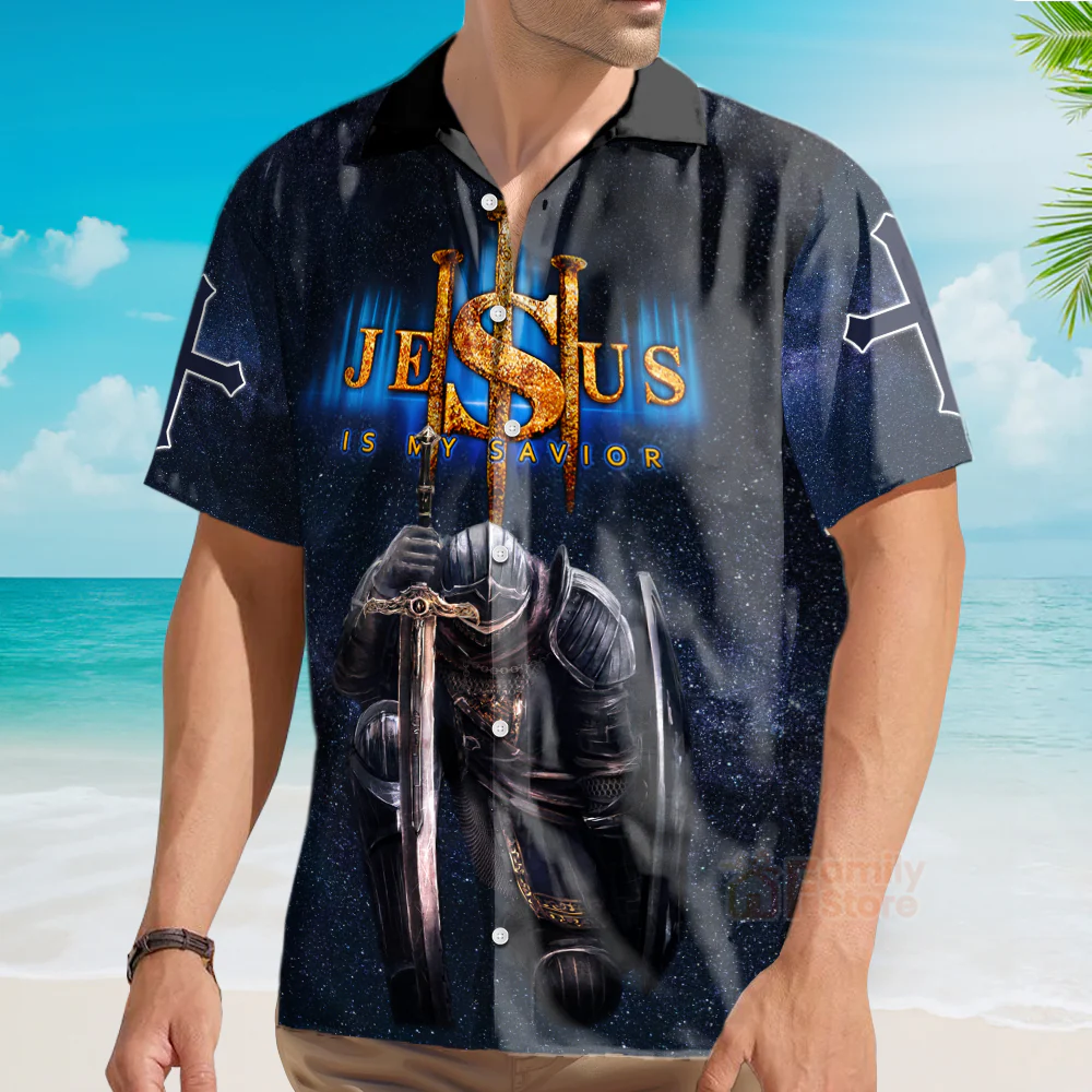 A Child Of God A Man Of Faith A Warrior Of Christ Hawaiian Shirt - Image 3