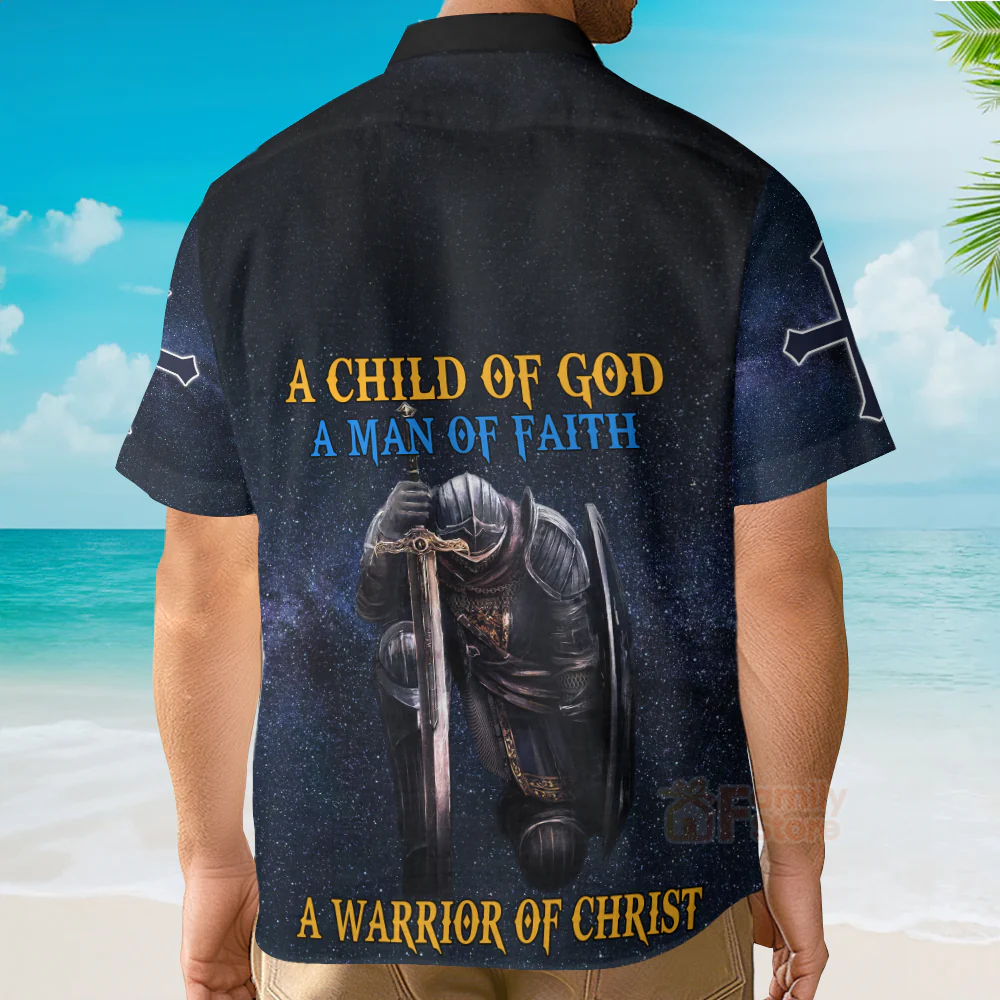 A Child Of God A Man Of Faith A Warrior Of Christ Hawaiian Shirt - Image 4