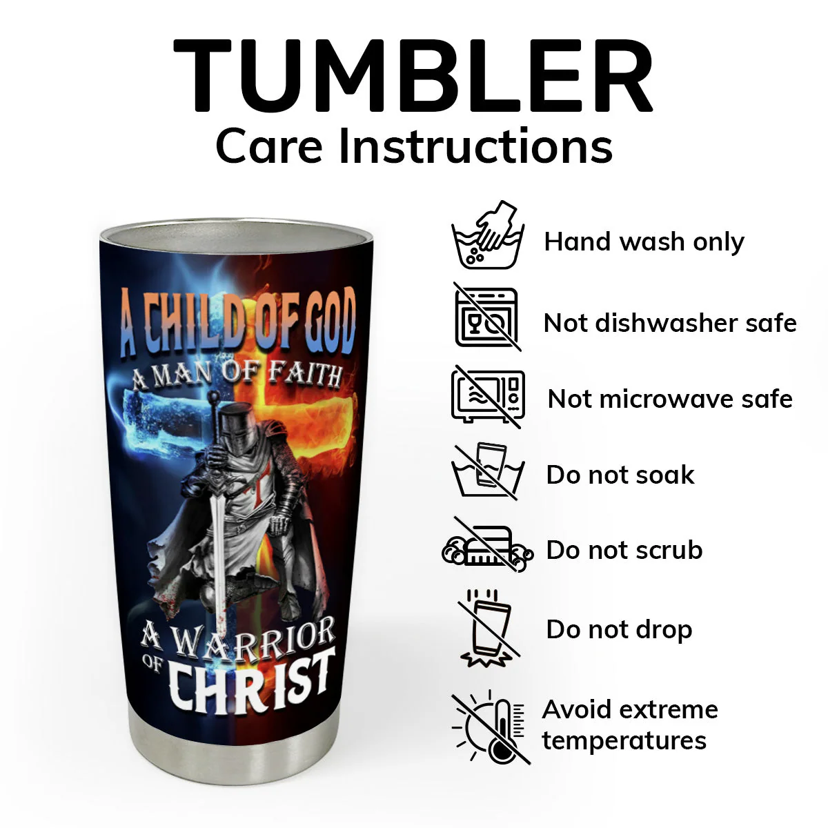 A Child Of God A Man Of Faith - Personalized Stainless Steel Tumbler - Gift For Him | HN02 - Image 4