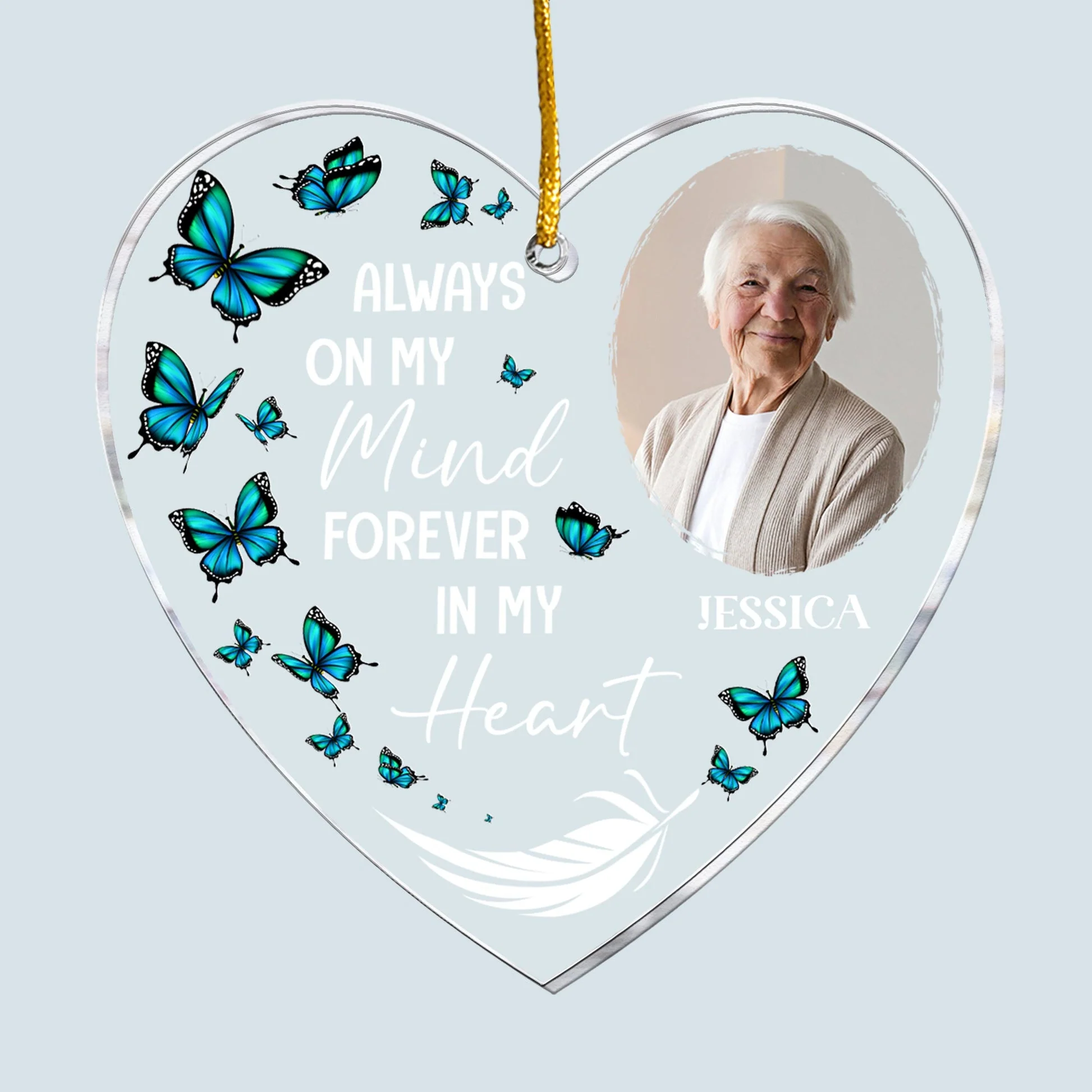 Always On My Mind - Personalized Memorial Photo Ornament PT - Image 3