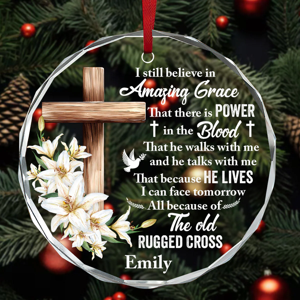 Amazing Grace - Personalized Glass Ornament TD118 - Image 3