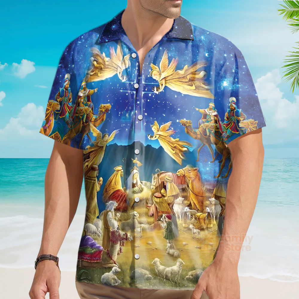 Amazing Jesus Was Born Hawaiian Shirt - Image 3