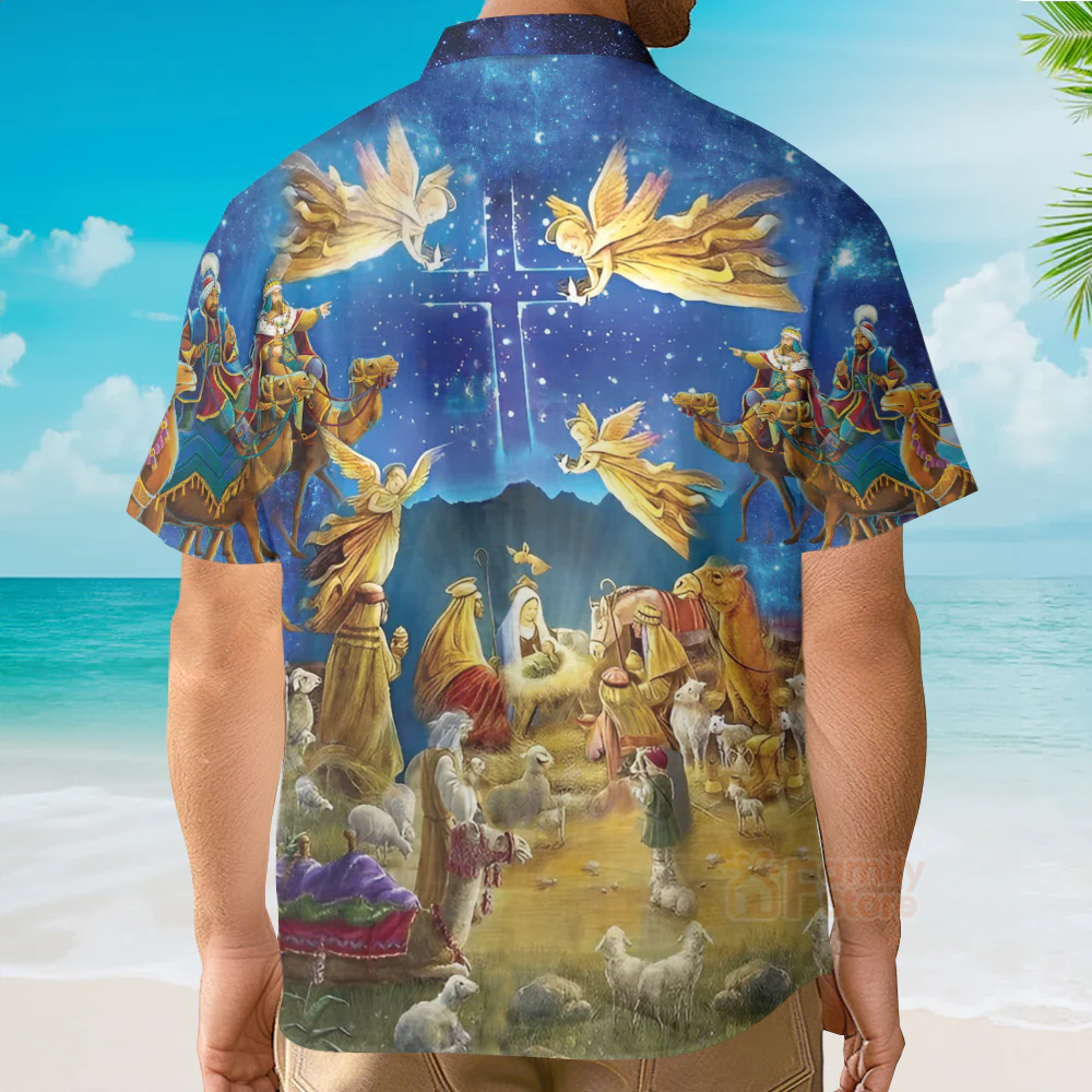 Amazing Jesus Was Born Hawaiian Shirt - Image 4