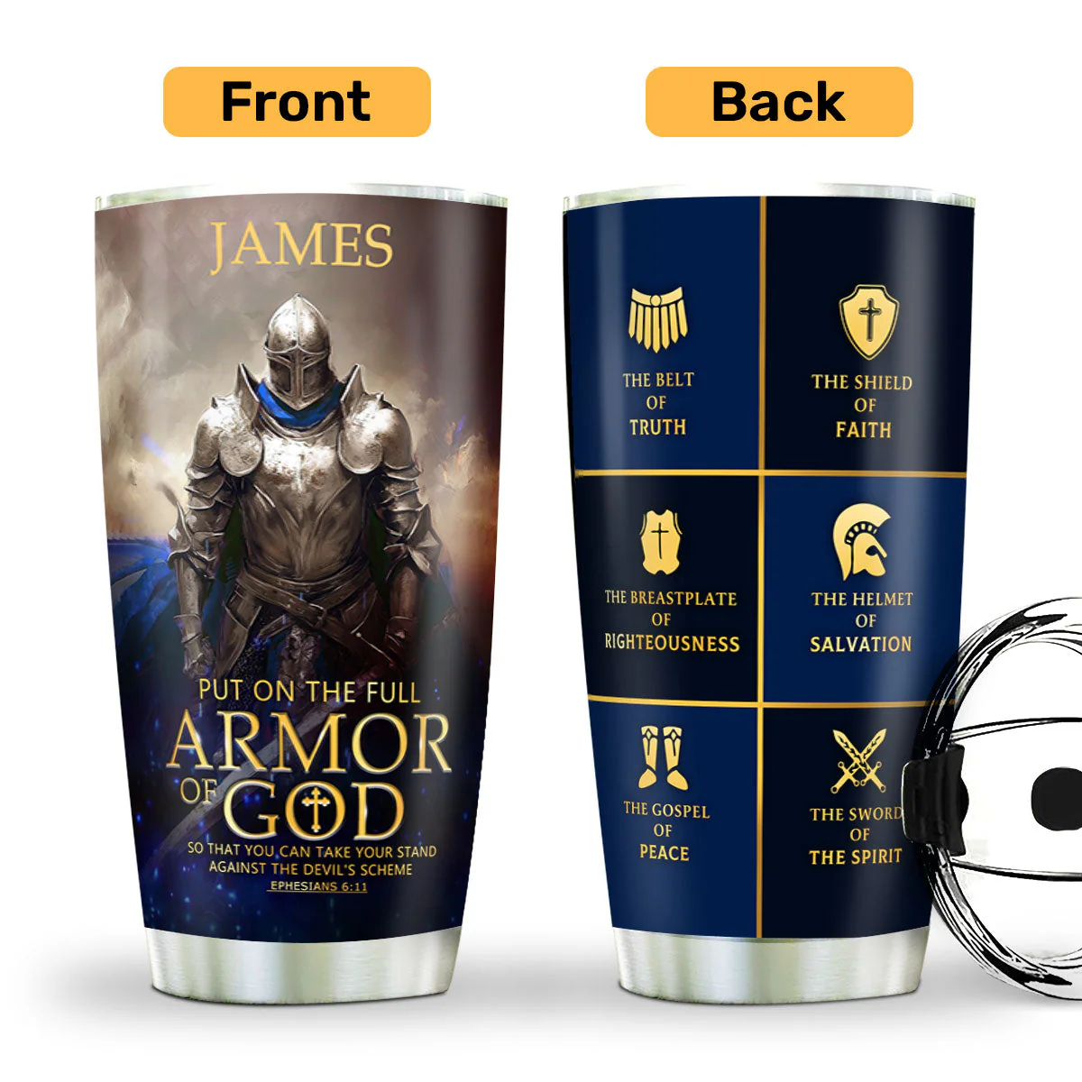 Armor Of God | Personalized Stainless Steel Tumbler - Image 3