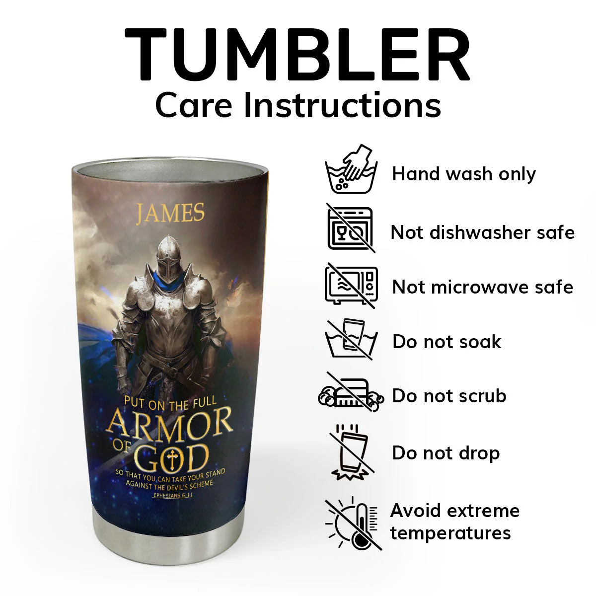 Armor Of God | Personalized Stainless Steel Tumbler - Image 4