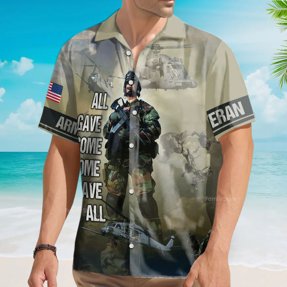 Army All Gave Some Some Gave All Soldier And Helicopter Hawaiian Shirt - Image 4