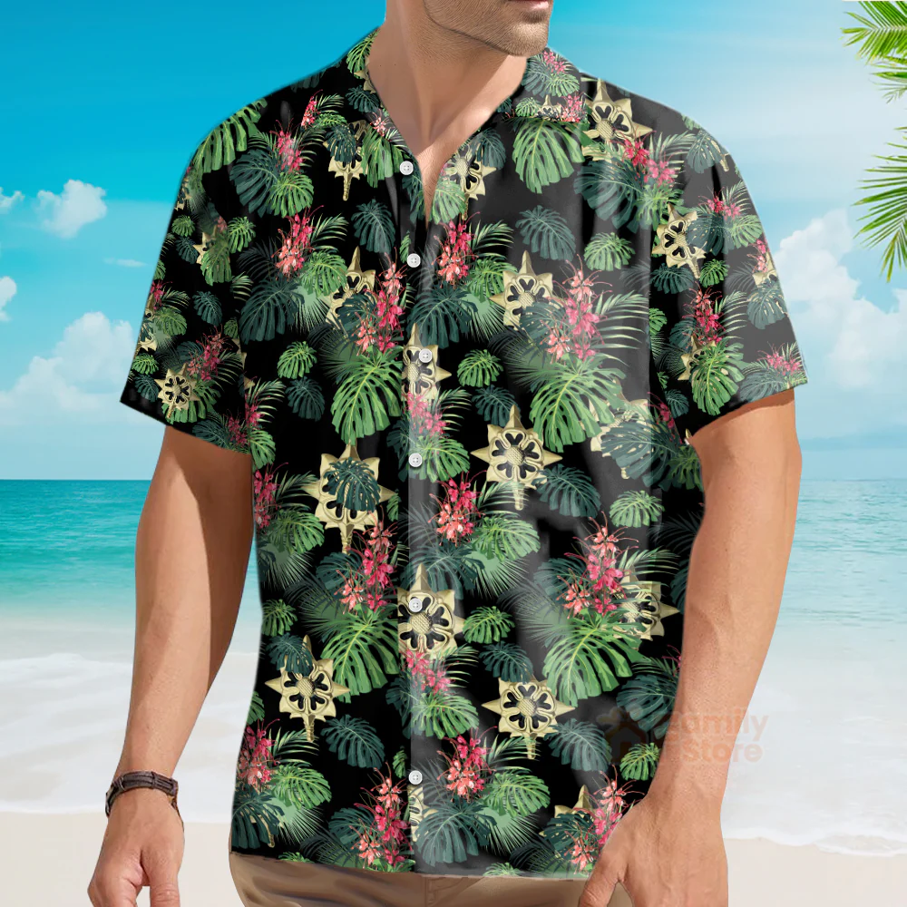Army Military Intelligence Branch Insignia Hawaiian Shirt - Image 3
