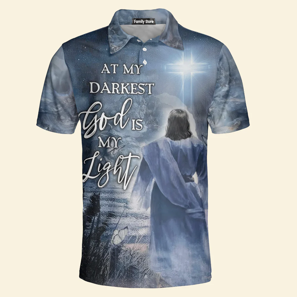 At My Darkest God Is My Light Polo Shirt For Men - Image 3