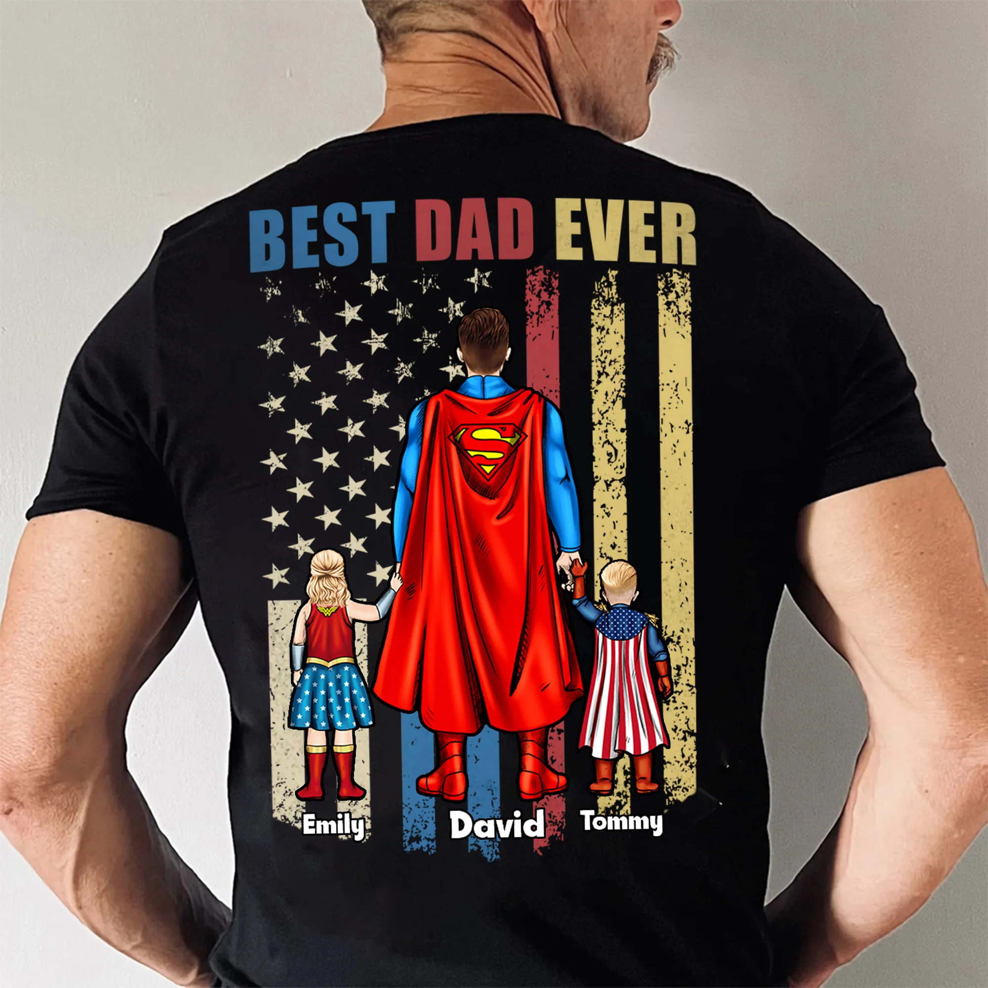 Best Dad Ever Super Hero In Our Family - Gift For Father's Day - Personalized Shirt 2 Side - Image 4
