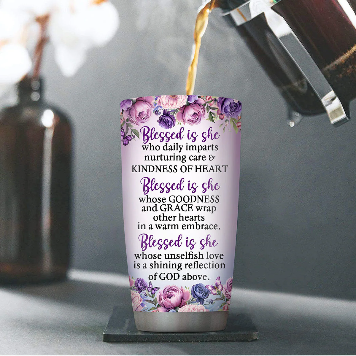 Blessed Is She Who Daily Imparts - Personalized Stainless Steel Tumbler - Gift For Her | HN02 - Image 4