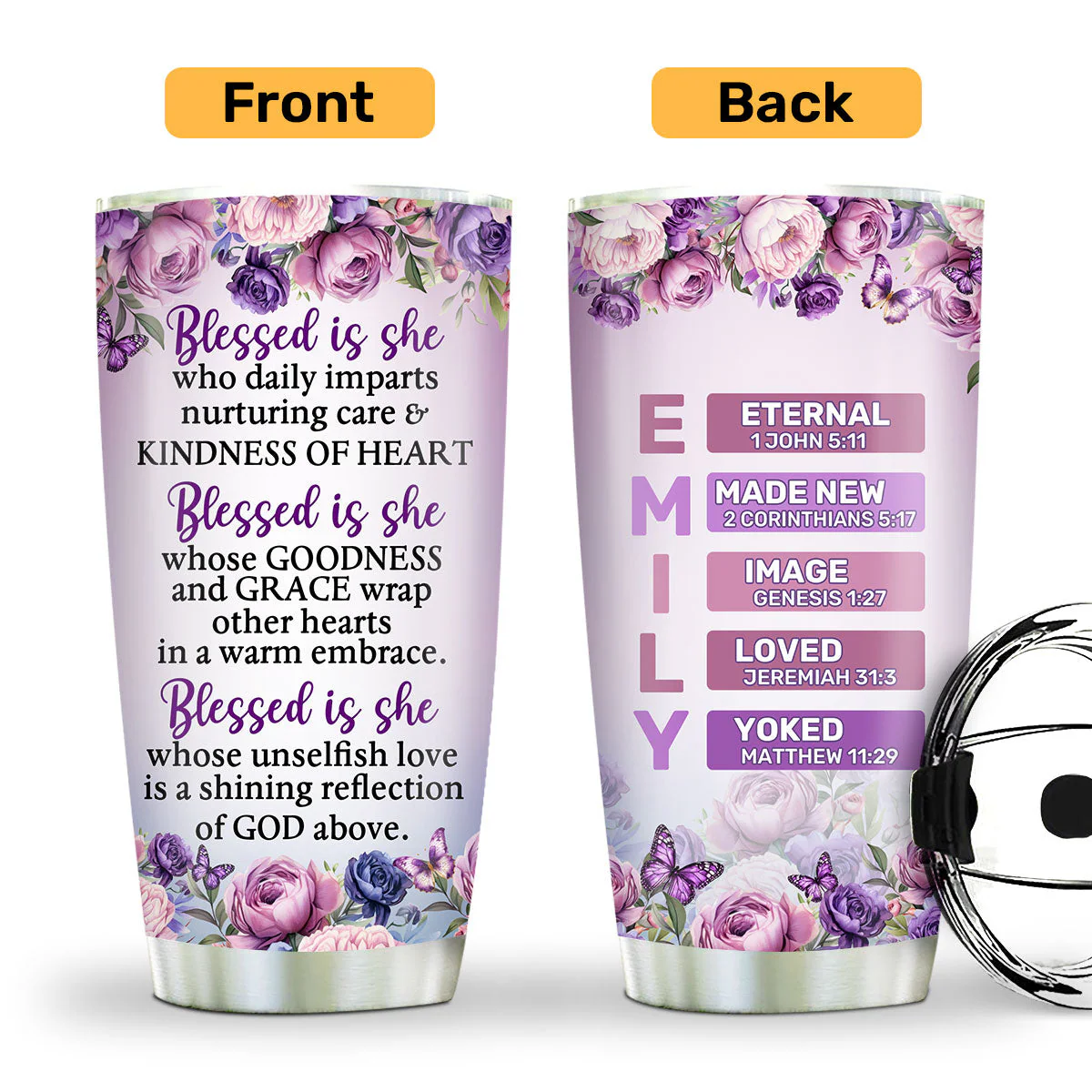 Blessed Is She Who Daily Imparts - Personalized Stainless Steel Tumbler - Gift For Her | HN02 - Image 5