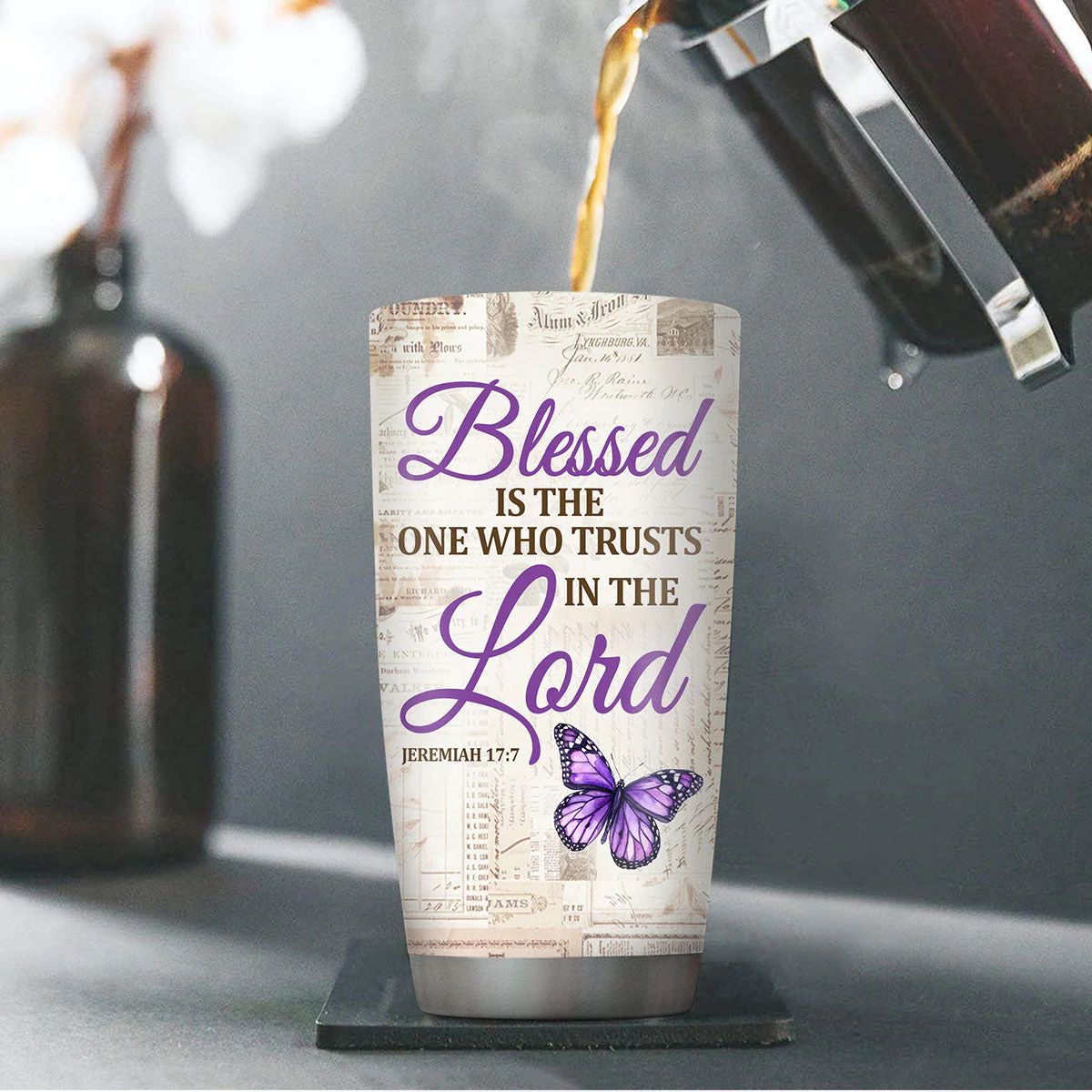 Blessed Is The One Who Trusts In The Lord - Personalized Stainless Steel Tumbler - Gift For Her | HN02 - Image 4