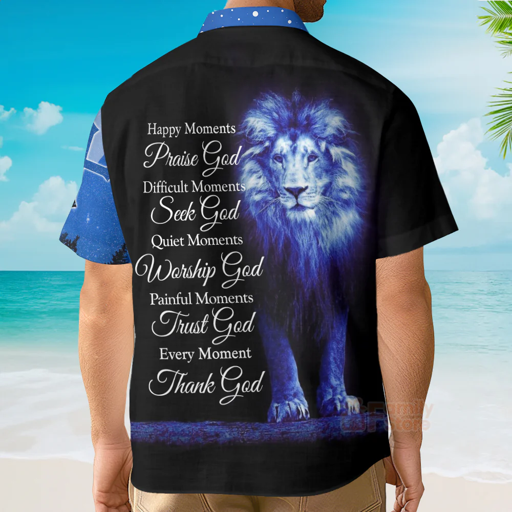 Christian Jesus Blue Cross Lion Aloha Hawaiian Shirts For Men And For Women - Image 5