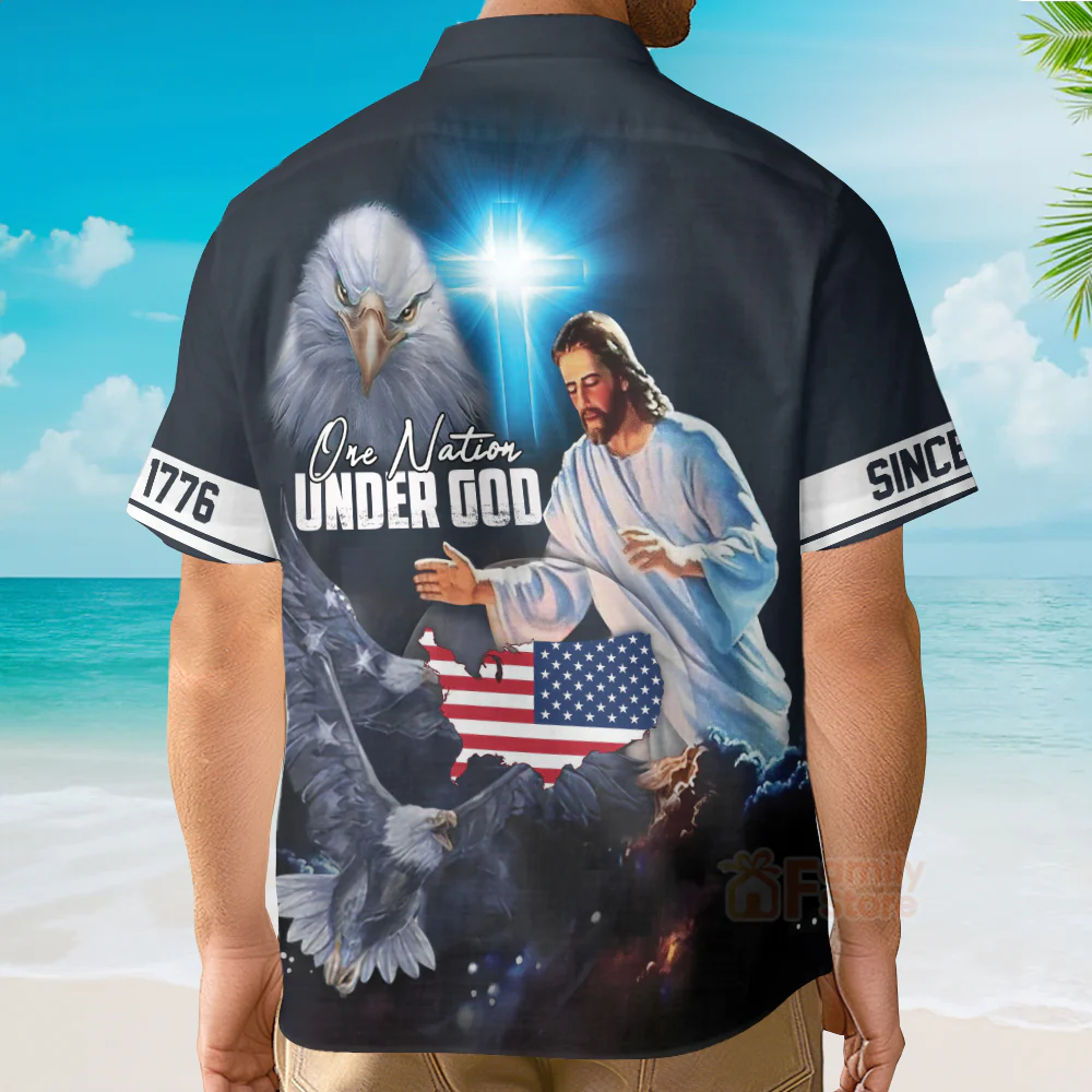 Christian Jesus One Nation Under God Since 1776 Hawaiian Shirt - KLZ1072284Lb - Image 4