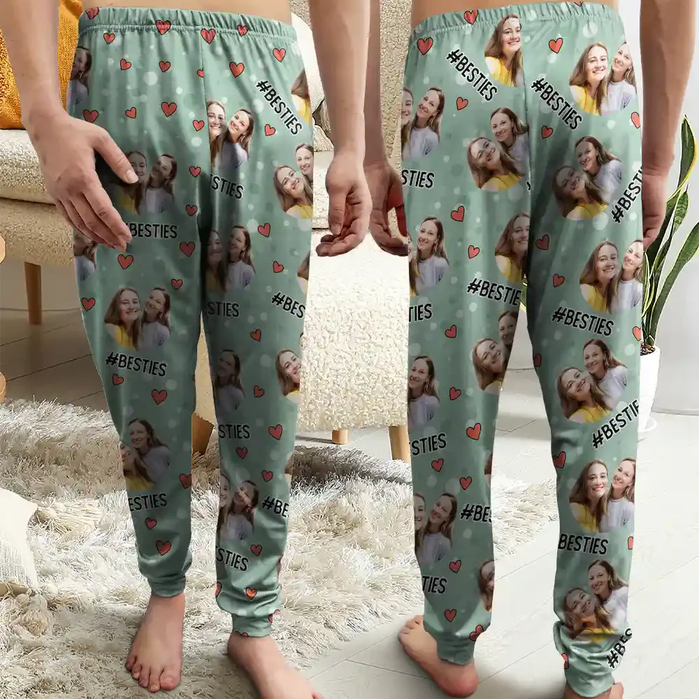 Custom Photo Besties Sisters Hashtag - Gift For Best Friends, Besties - Personalized Pajama Pants - NA94 - Image 3