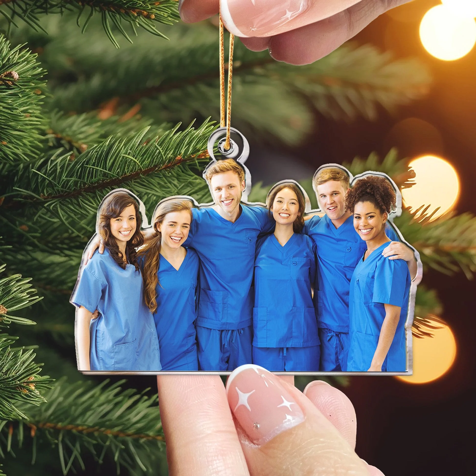 Custom Photo Christmas Gift For Nurse Besties - Personalized Acrylic Photo Ornament - Image 3