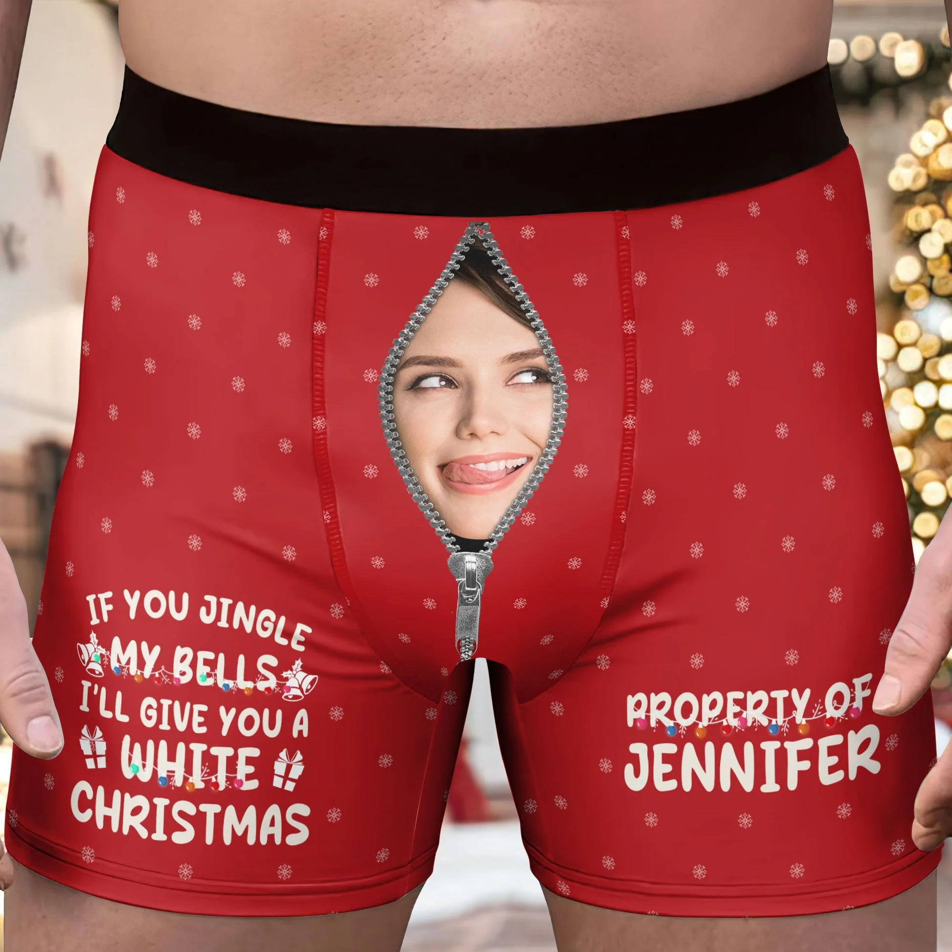 Custom Photo If You Jingle My Bells I Promise You A White Christmas - Gift For Husband - Funny Personalized Custom Boxer Briefs, Men's Boxers - Image 3