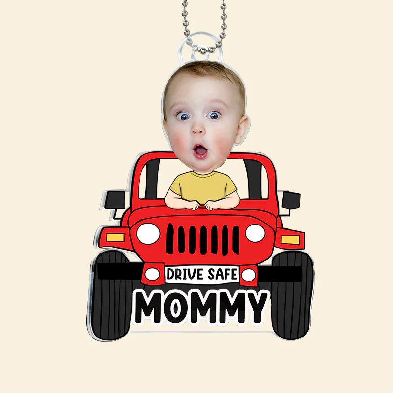 Custom Photo Jeep Mommy Drive Safe - Gift For Family Members - Personalized Car Hanging Ornament - NA94 - Image 3
