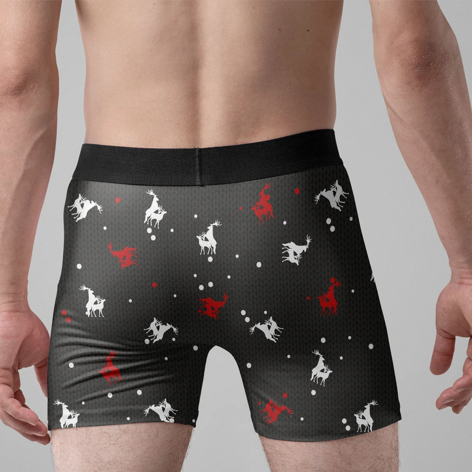 Ride My Sleigh Funny Christmas - Gift For Couples - Personalized Men's Boxer - Image 4