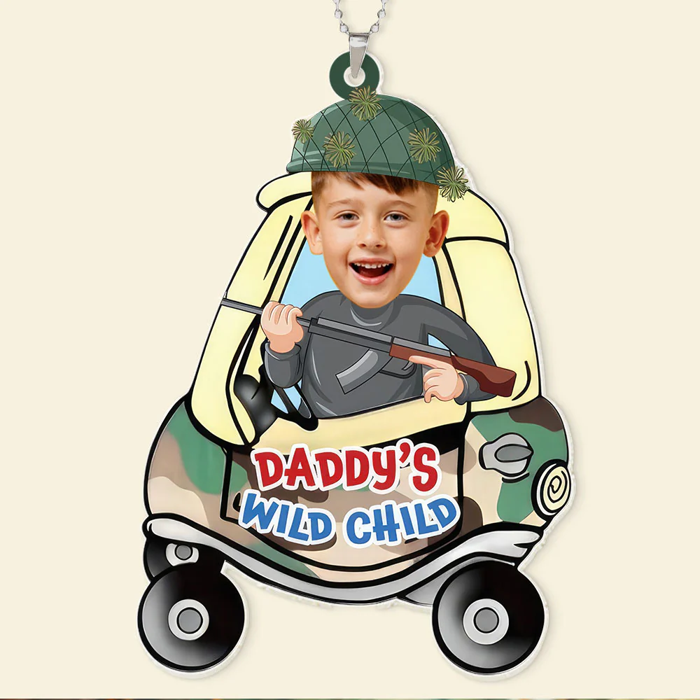 Custom Photo Vroom Vroom Wild Child - Gift For Dad - Personalized Car Hanging Ornament - NA94 - Image 3