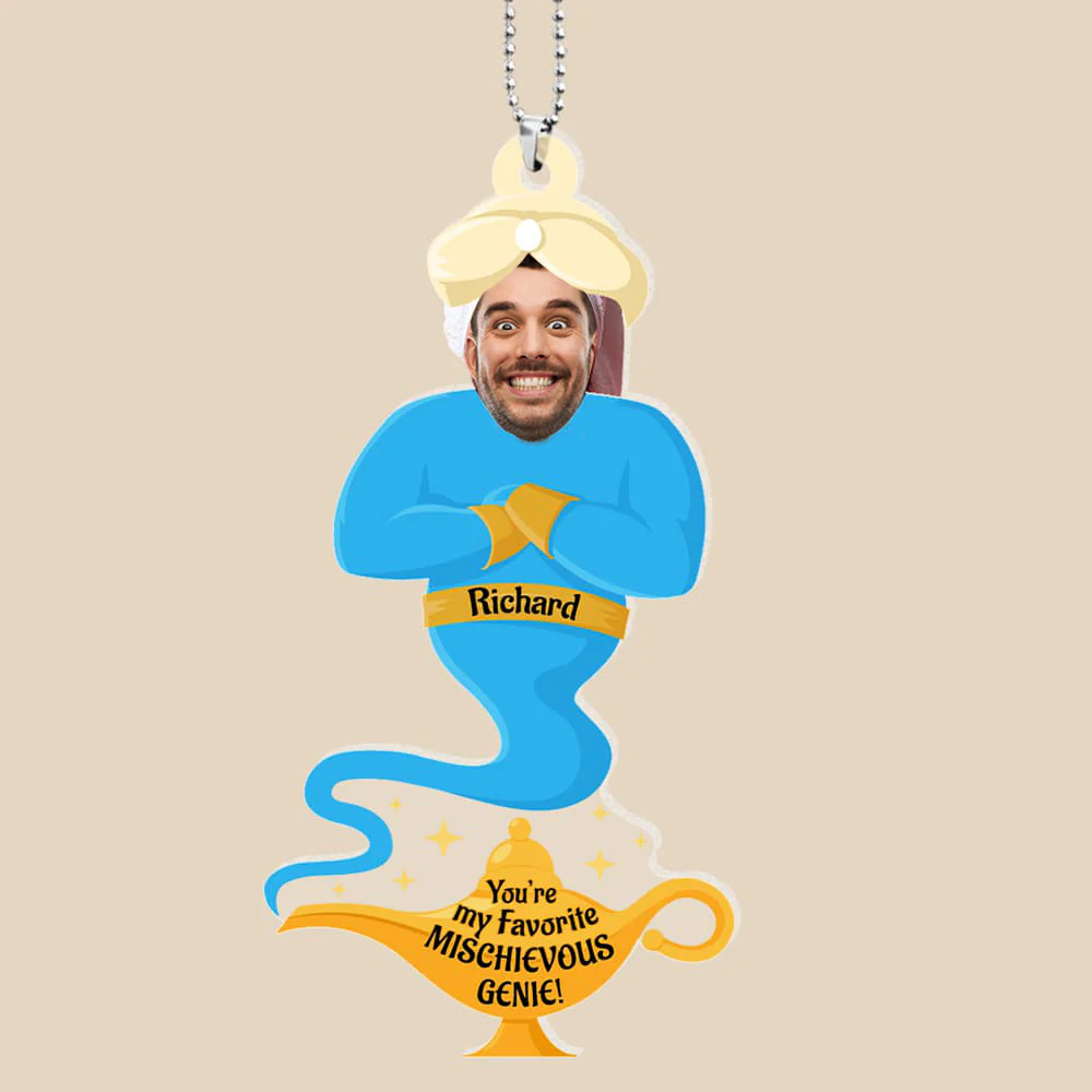 Custom Photo You'e My Favorite Mischievous Genie - Funny Gift For Boy Friend, Couples - Personalized Car Hanging Ornament - NA94 - Image 3