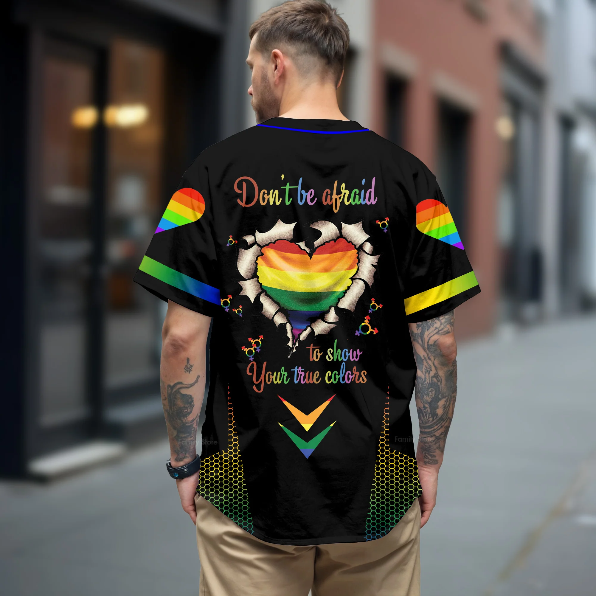 Don't Be Afraid To Show Your True Colours - Baseball Jersey - Christant Gift For Him LGBT Pride - Image 3
