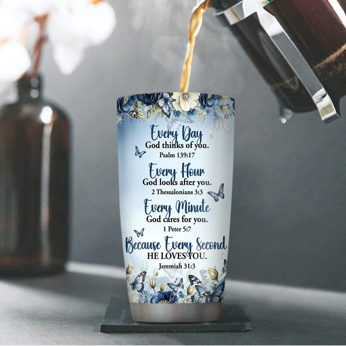 Every Day God Thinks Of You - Personalized Stainless Steel Tumbler - Gift For Her | HN02 - Image 3