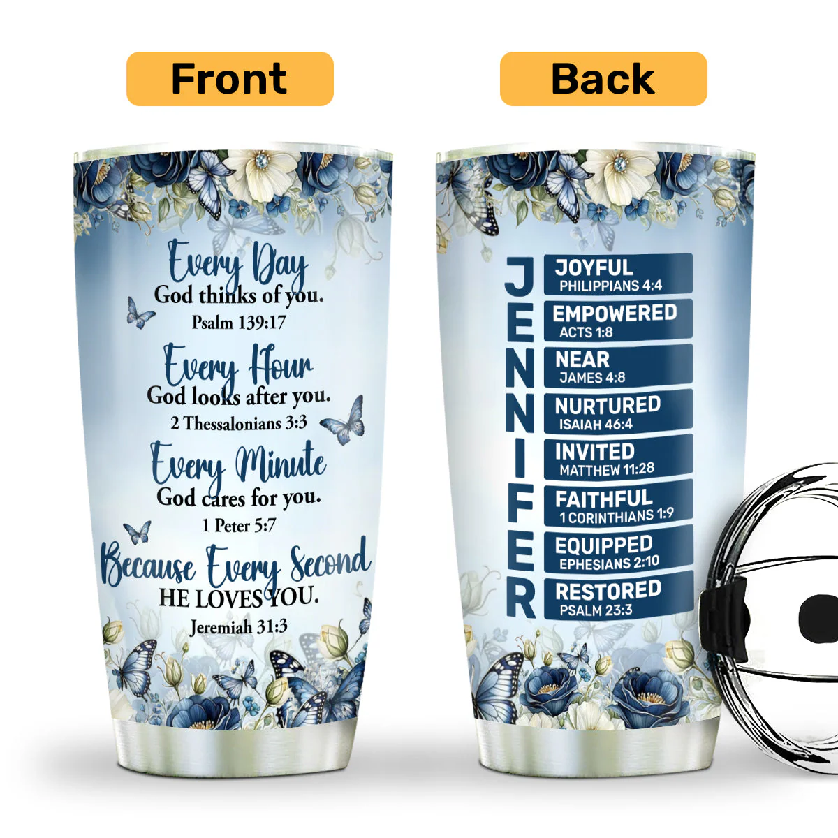 Every Day God Thinks Of You - Personalized Stainless Steel Tumbler - Gift For Her | HN02 - Image 4