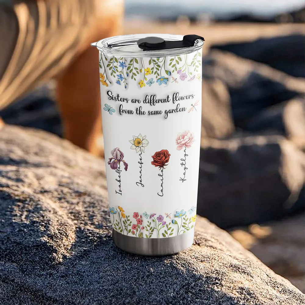 Flowers In The Same Garden - Personalized Tumbler - Gift For Sisters, Besties, Friends - CL47 NA94 - Image 3