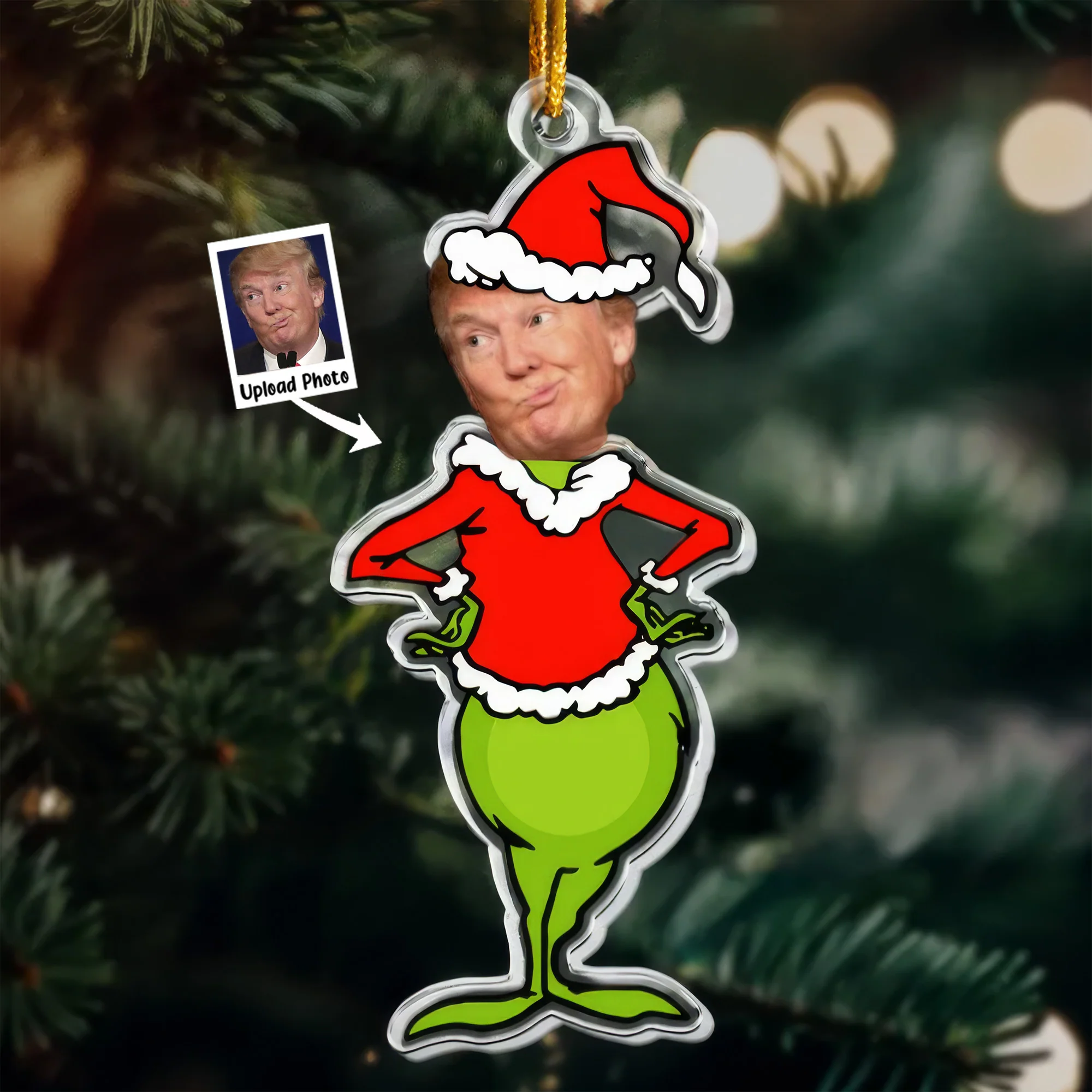 Funny Christmas Custom Face Family, Friends - Personalized Family Photo Ornament - PT - Image 3