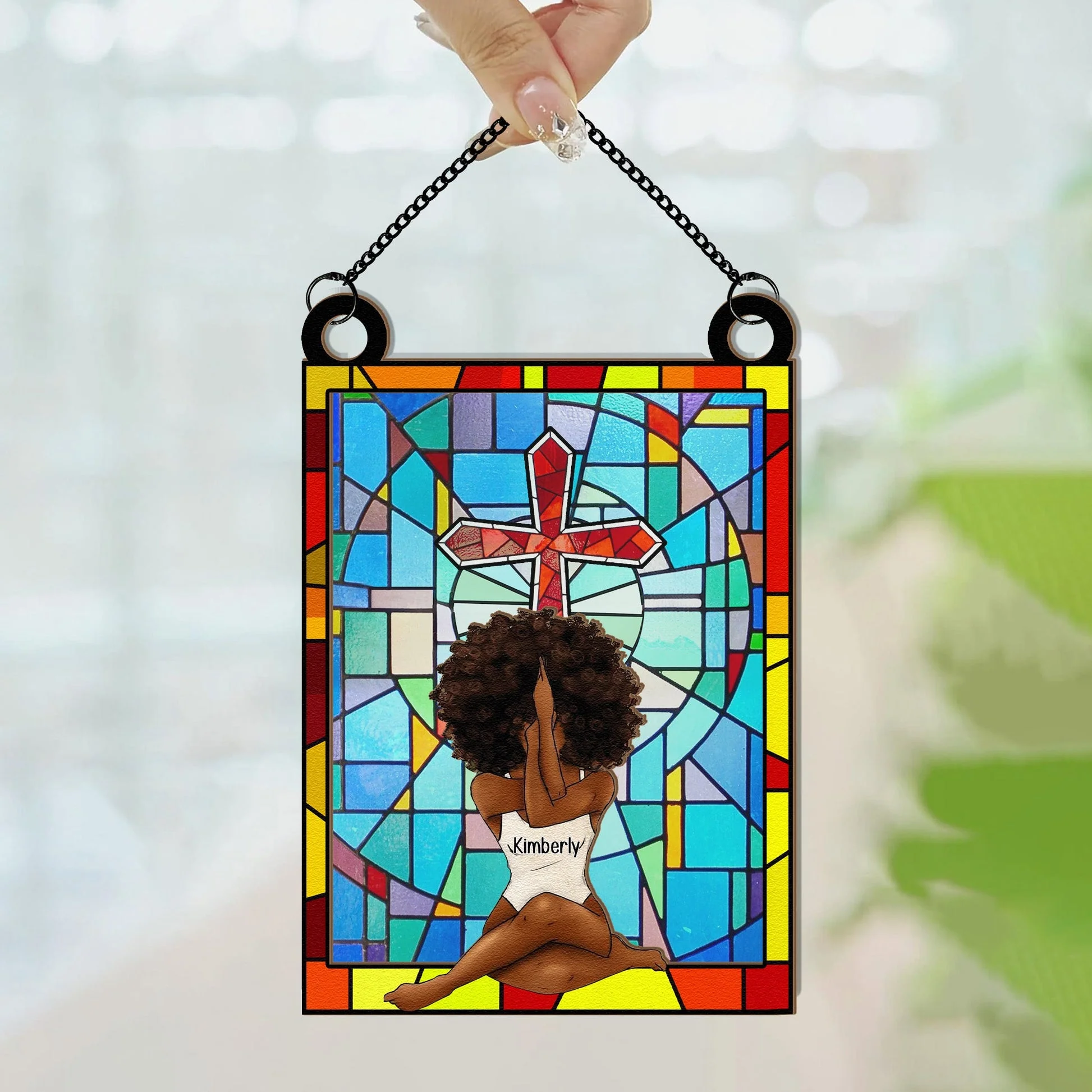 Girl With God Believe - Personalized Window Hanging Suncatcher Ornament - Gift For Her | CLGOD02 NL122 - Image 3