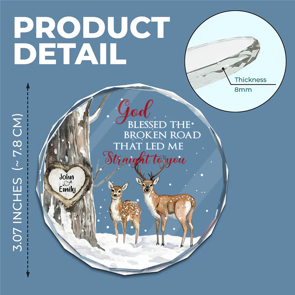 God Blessed The Broken Road – Gift For Couple Personalized Christmas Glass Ornament Holiday Decoration PT - Image 5