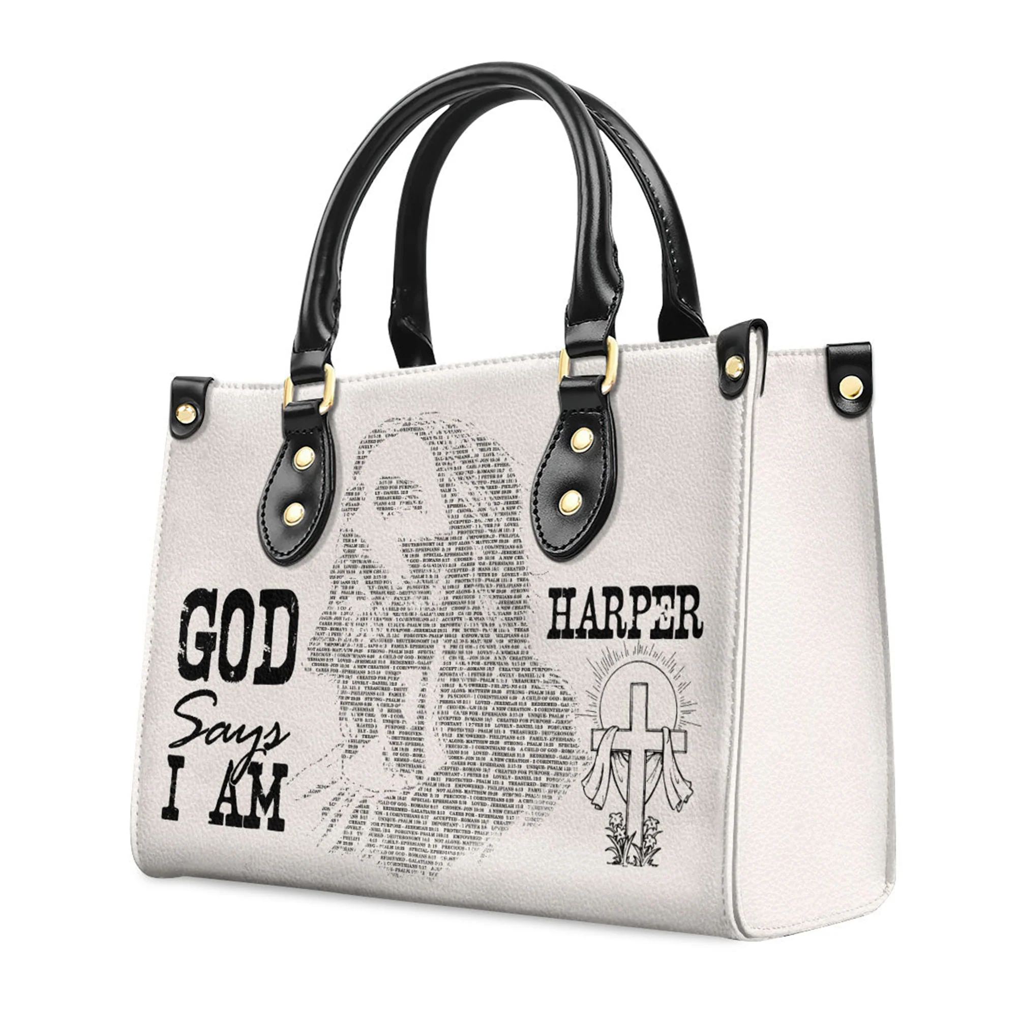 God Says I Am - Thoughtful Gift For Christians - Personalized Leather Handbag With Handle - AT4080802 - Image 3