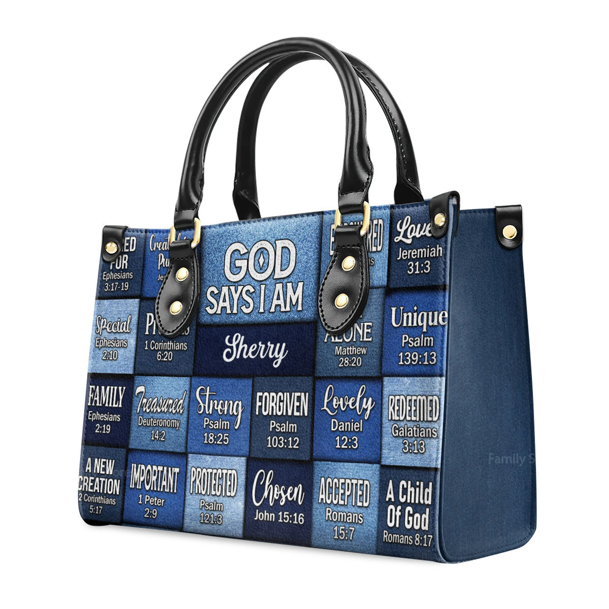 God Says I Am - Unique Personalized Leather Handbag - AT4080801 - Image 3