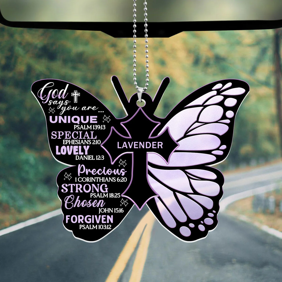 God Says You Are Affirmation Butterfly - Personalized Car Hanging Ornament - Gift For Her HN02 - Image 3