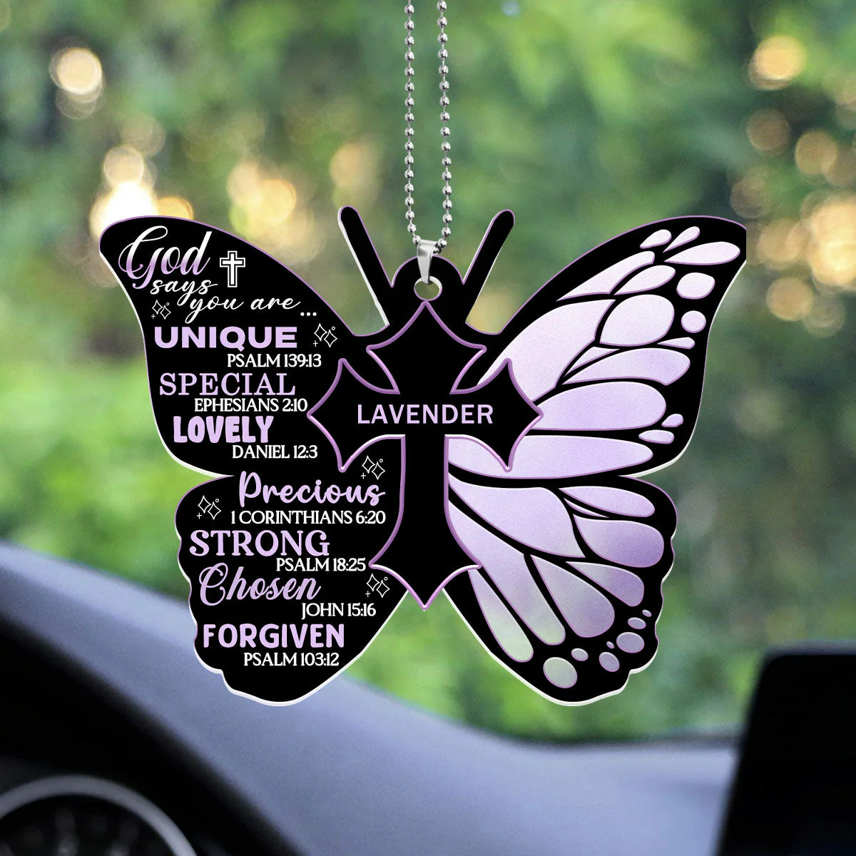 God Says You Are Affirmation Butterfly - Personalized Car Hanging Ornament - Gift For Her HN02 - Image 4
