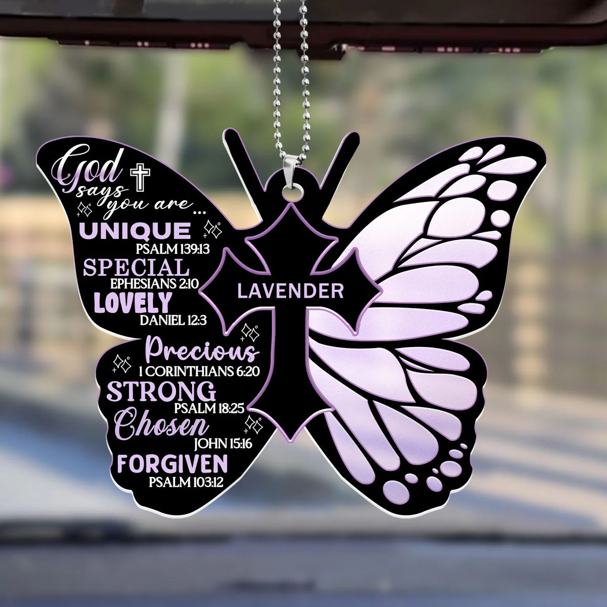 God Says You Are Affirmation Butterfly - Personalized Car Hanging Ornament - Gift For Her HN02 - Image 5