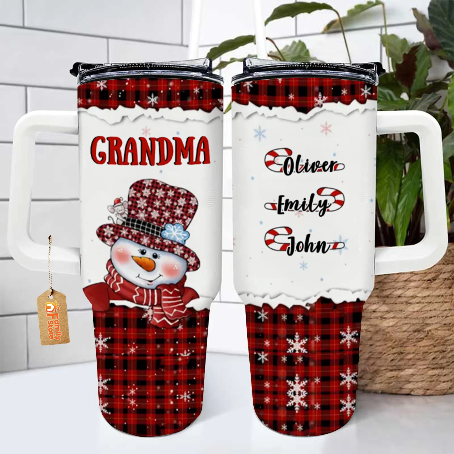 Grandma Snowman Christmas - Personalized 40OZ Tumbler - Christmas Gift For Grandma - PT - Image 3