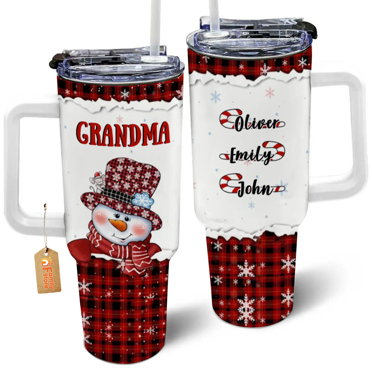 Grandma Snowman Christmas - Personalized 40OZ Tumbler - Christmas Gift For Grandma - PT - Image 4