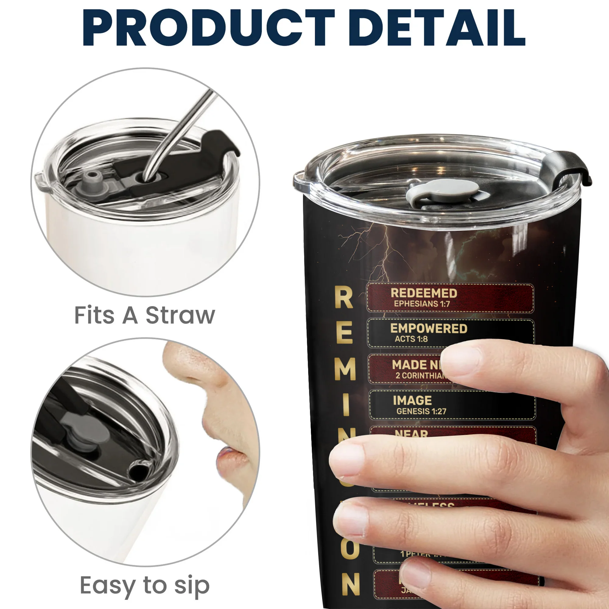 He Who Kneels Before God - Personalized Stainless Steel Tumbler - Gift For Him | HN02 - Image 5