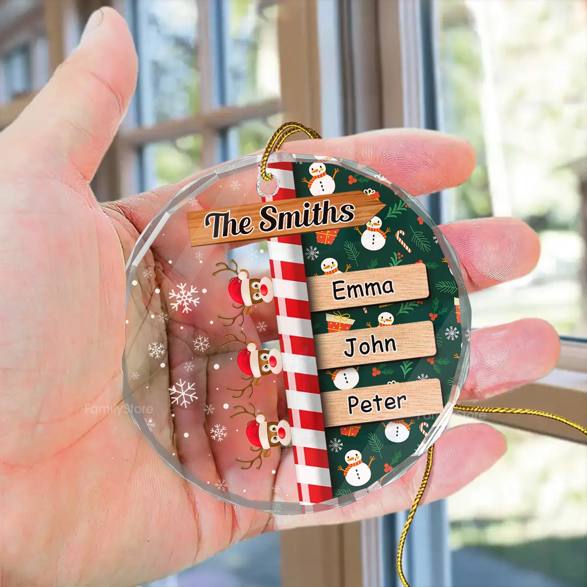 Hohoho We're Reindeers With Red Nose - Gift For Family - Personalized Glass Ornament - NA94 - Image 4