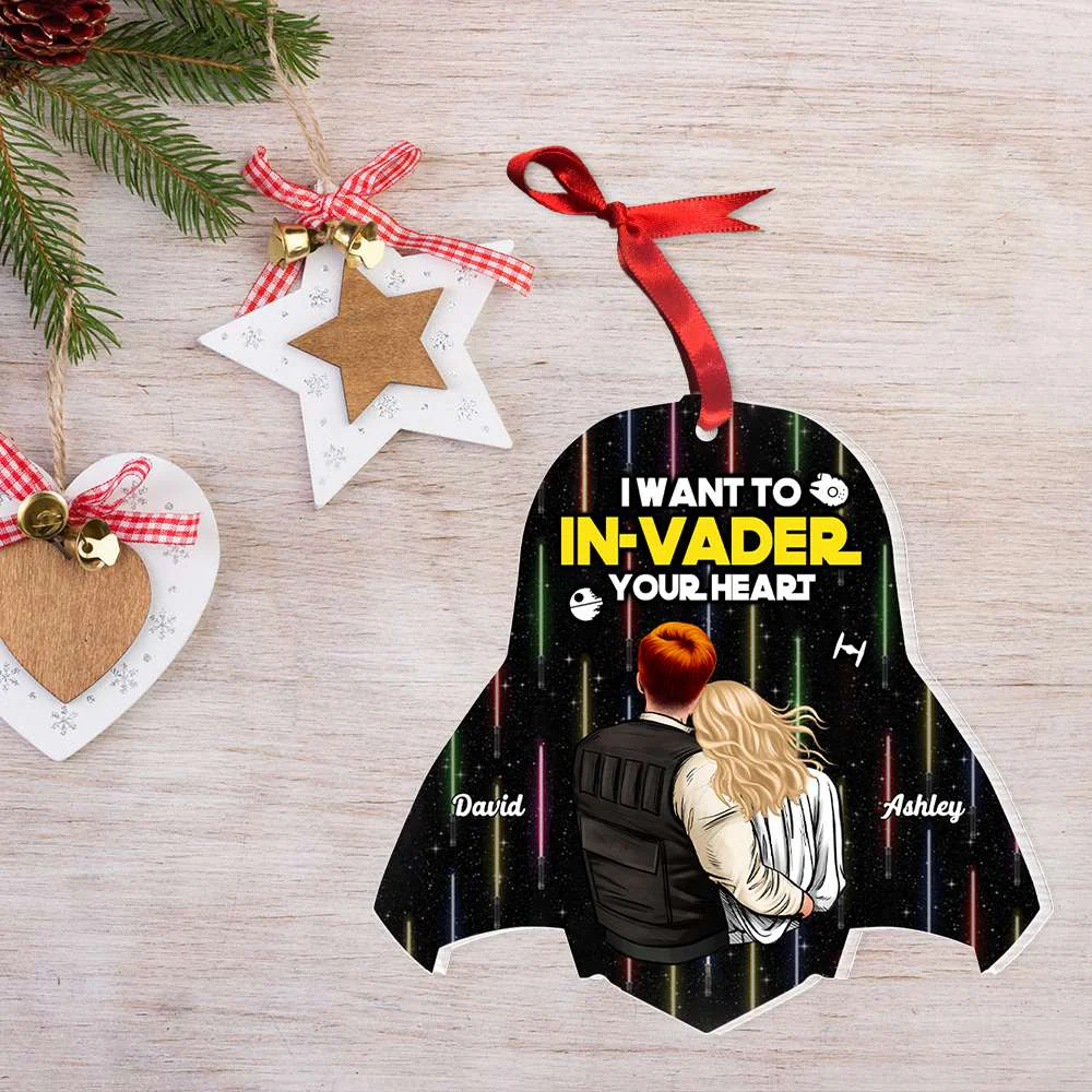 I Want to Invader Your Heart - Personalized Acrylic Ornament - Gift For Couple, Christmas TD118 CU5081306 - Image 3