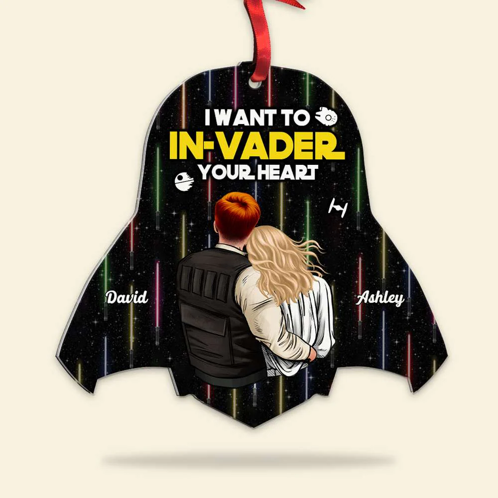 I Want to Invader Your Heart - Personalized Acrylic Ornament - Gift For Couple, Christmas TD118 CU5081306 - Image 4