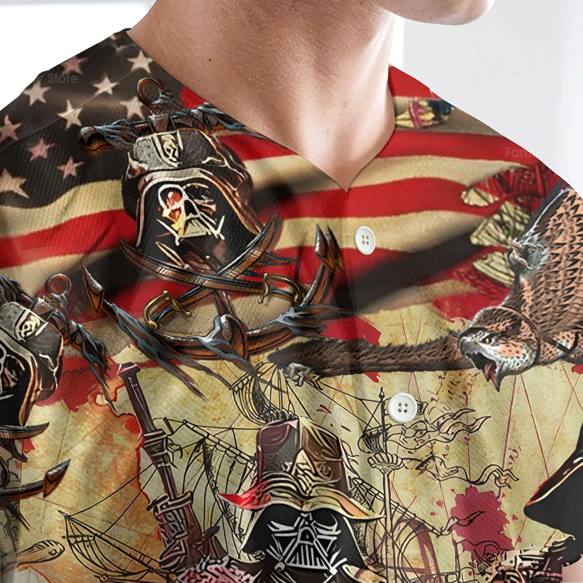 Independence Day Starwars Darth Vader Pirates Home Is Where The Anchor Drops - Baseball Jersey - Christant Gift For Him - Family Store - Image 4