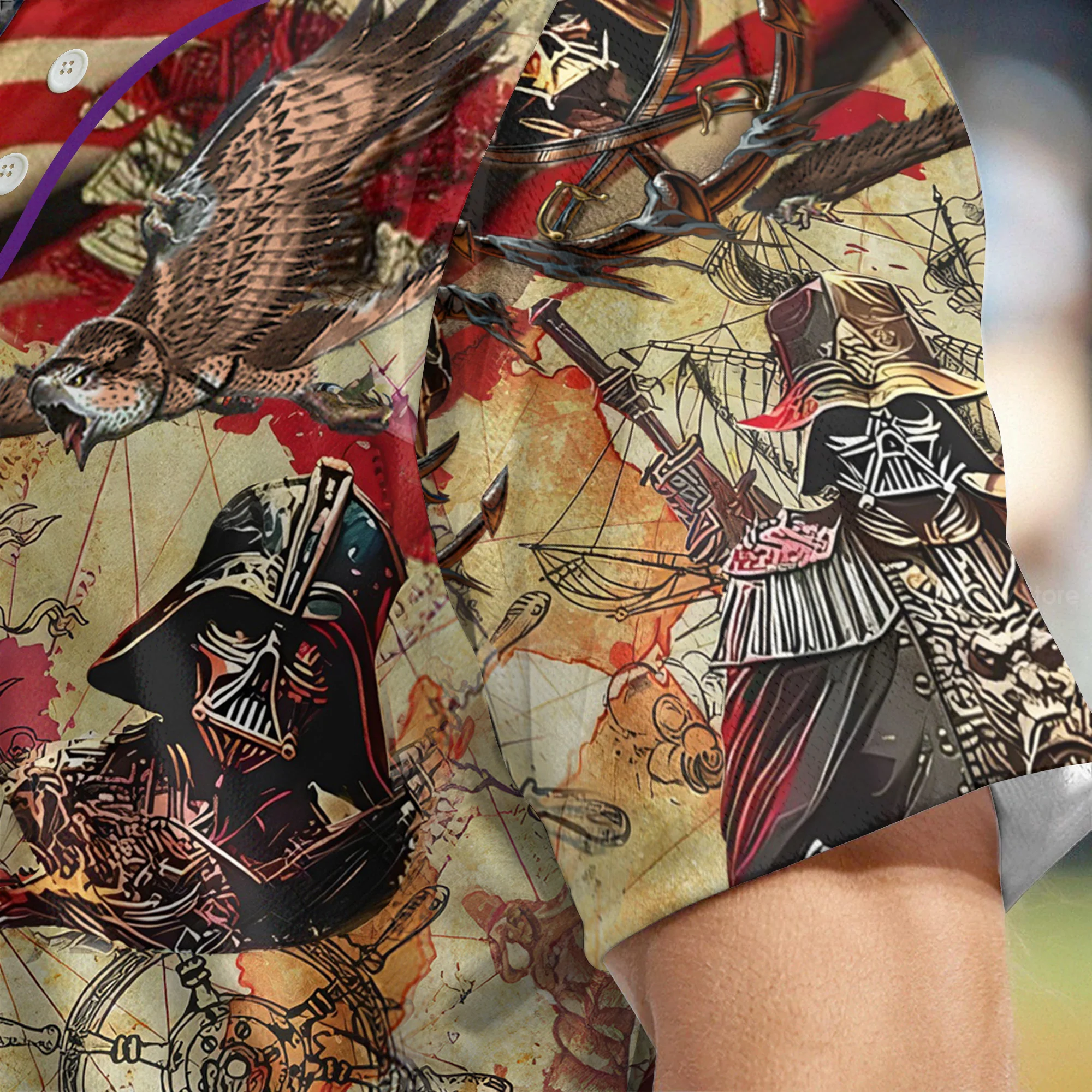 Independence Day Starwars Darth Vader Pirates Home Is Where The Anchor Drops - Baseball Jersey - Christant Gift For Him - Family Store - Image 5