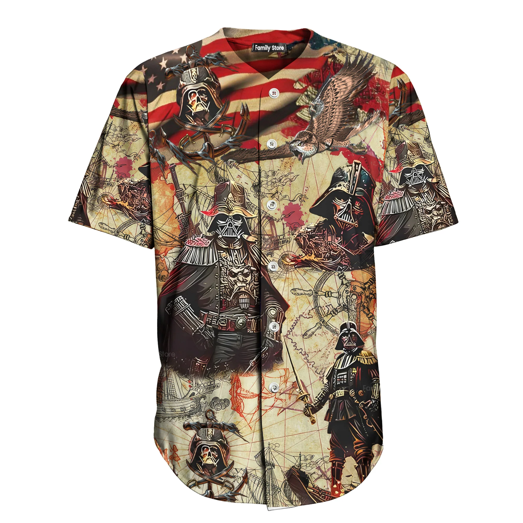 Independence Day Starwars Darth Vader Pirates Home Is Where The Anchor Drops - Baseball Jersey - Christant Gift For Him - Family Store - Image 7